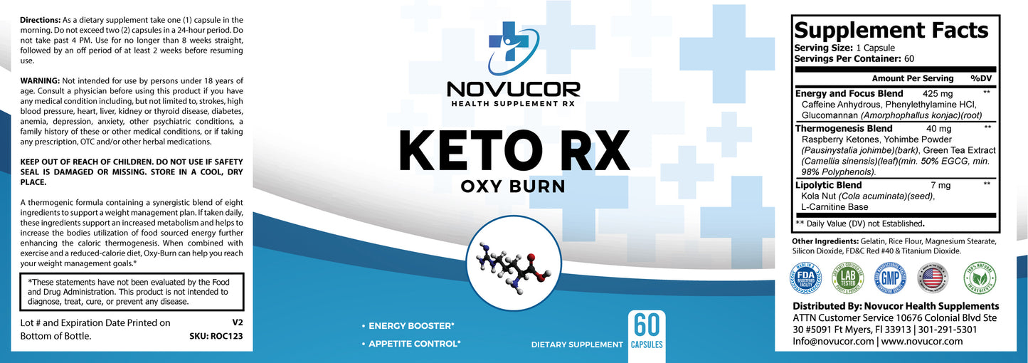 OxyBurn Metabolism Booster Formula Keto Rx Series 60 capsules