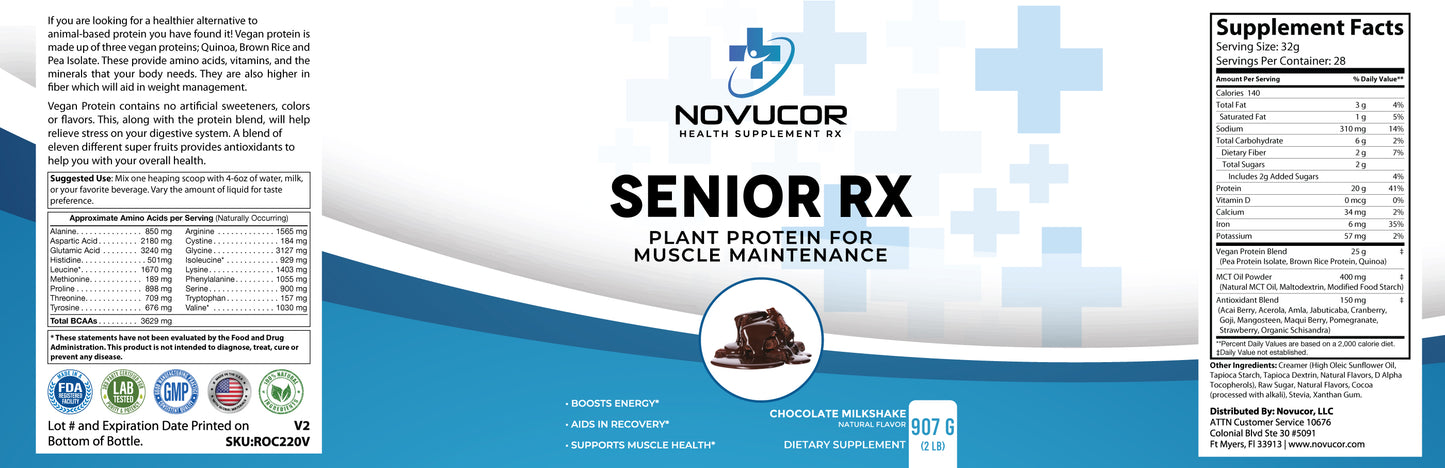 Plant protein Nutrition label