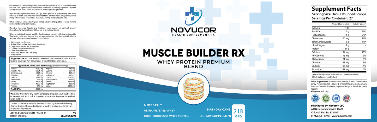 WHEY PROTEIN in Birthday Cake flavor W BCAA