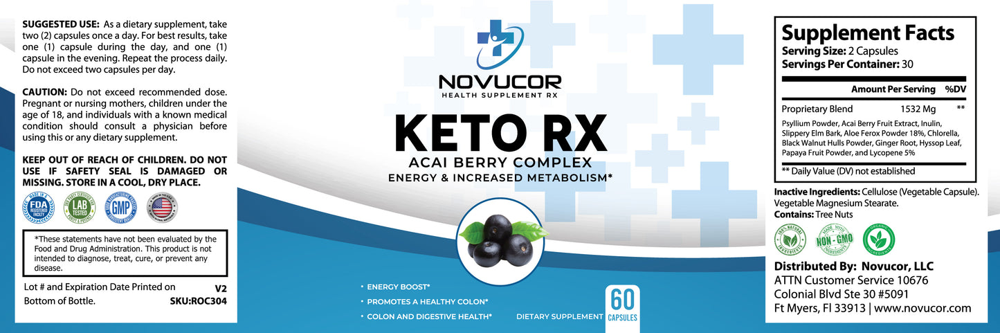 Acai Berry Complex Metabolic Booster - Keto Rx Series 60 capsules