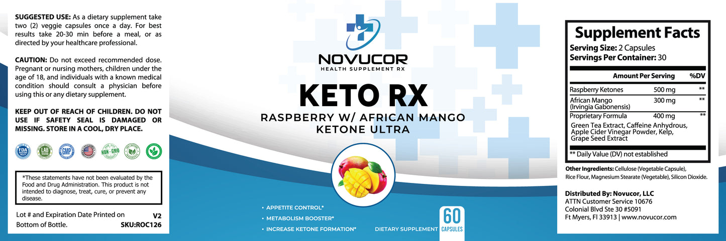 Ketone Ultra (Raspberry/African Mango) Metabolism Booster - Keto Series 60 capsules