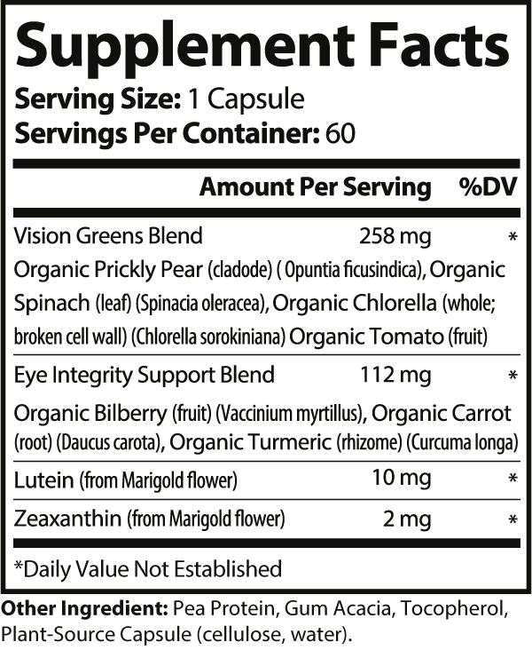 Novucor Eye and Vision Supplement Facts