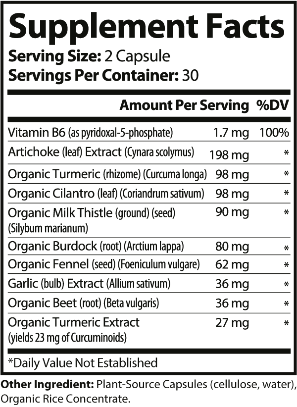 Novucor Gallbladder detox Supplement Facts