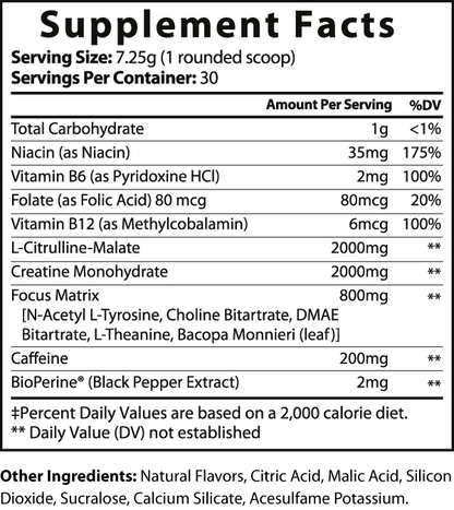 Pre workout label Pineapple