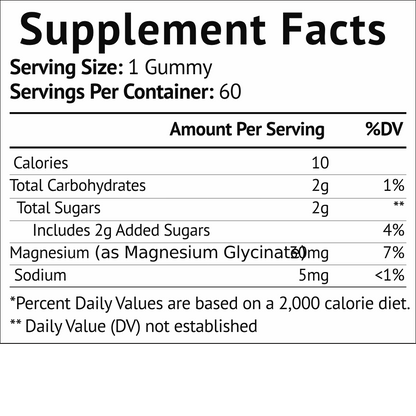Single Novucor Magnesium Glycinate Gummy resting beside the product bottle